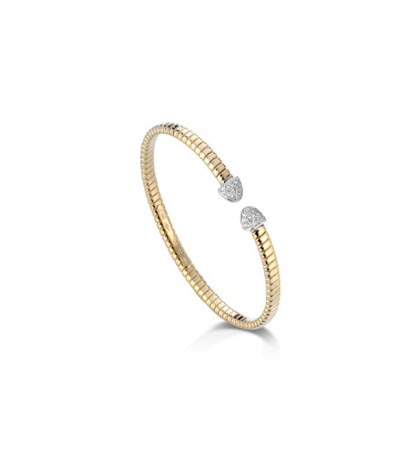18k Yellow Gold Very Micro Tubogas Bracelet with Pavé elements