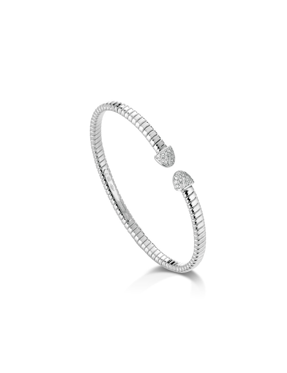 Jewerly Store - 18k White Gold Very Micro Tubogas Bracelet with Pavé elements - Lisa Colpo | Italian Jewelry Boutique