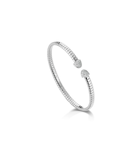 18k White Gold Very Micro Tubogas Bracelet with Pavé Elements