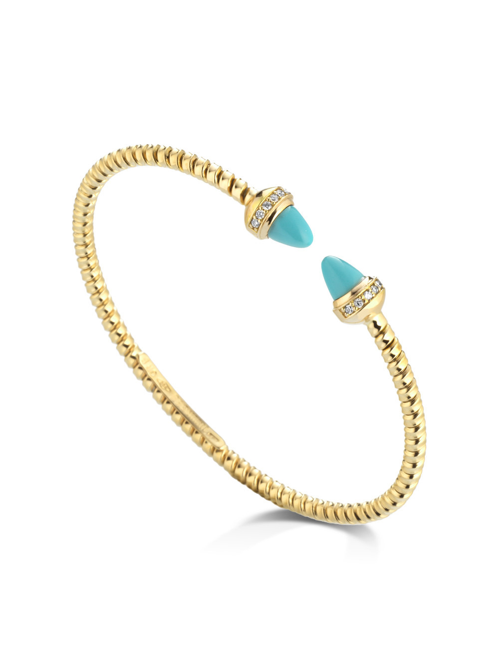 Jewerly Store - 18k Small Rope Tubogas bracelet with Turquoise and diamonds - Lisa Colpo | Italian Jewelry Boutique