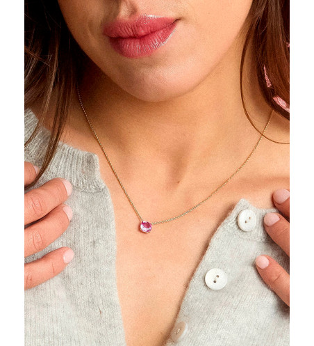 Collar de zafiro rosa de 18 quilates