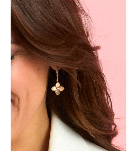 Yellow Flower Earrings with Cubic Zirconia - Handmade in Italy