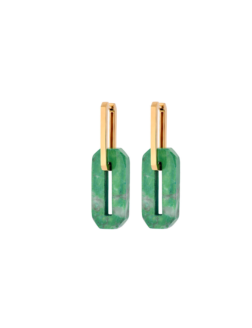 Jewerly Store - Multi-use Square with Detachable Green Pendant in 18 kt finishing Over Sterling Silver - Lisa Colpo | I