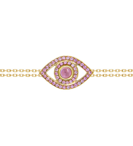 18k Yellow Gold Eye Pink Sapphires Bracelet