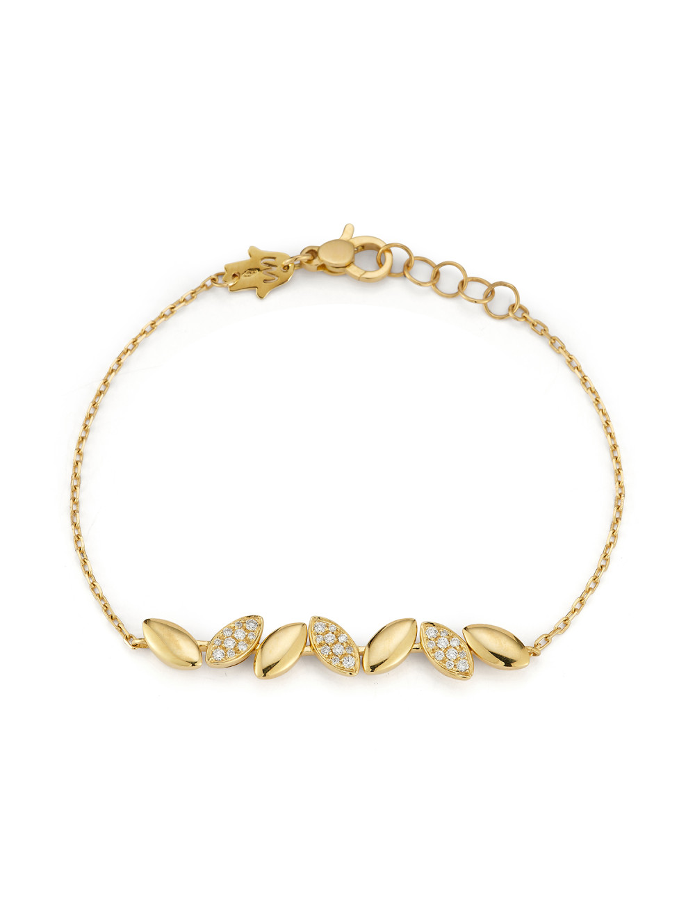 Jewerly Store - 18k Yellow gold Navette with Diamonds- Netali Nissim | Italian Jewelry Boutique