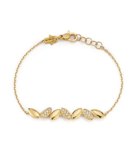 18k Yellow gold Navette with Diamonds