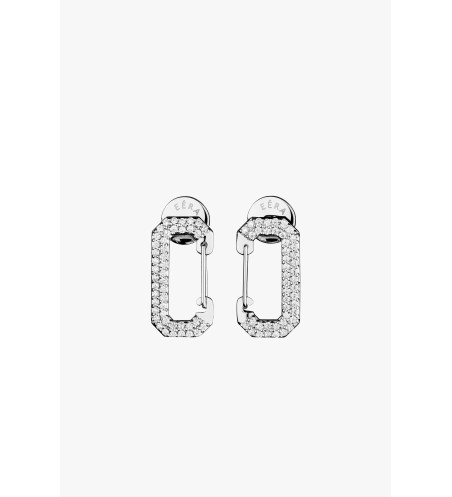 Pendientes Chiara Link con pavé completo. Hechos a mano en Italia.