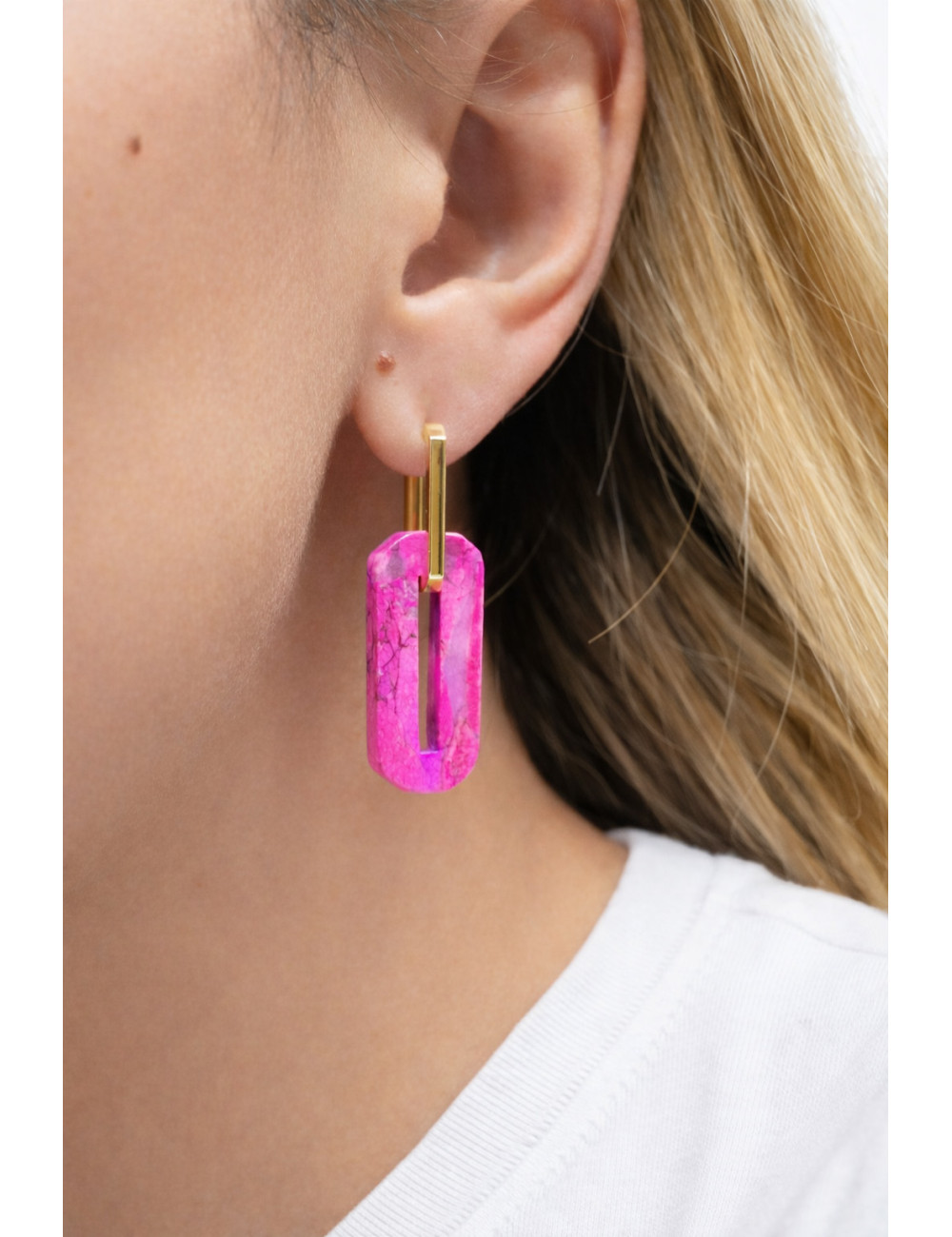 Jewerly Store - Multi-use Square with Detachable Pink Pendant in 18 kt finishing Over Sterling Silver- Lisa Colpo | I
