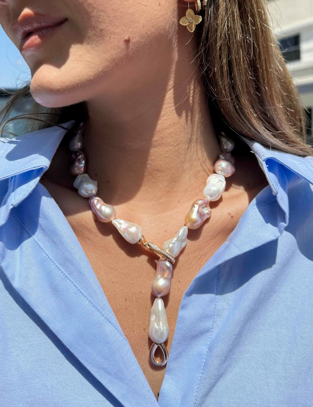 Modern Pearl Necklace - Italian Jewelry - Baroque Pearls