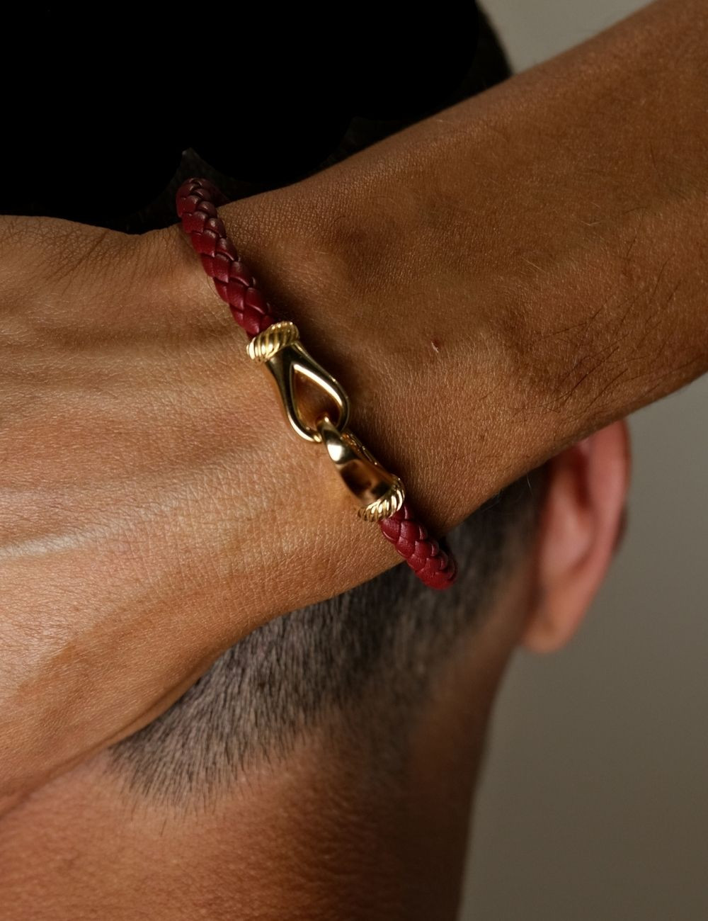 Red Men's Leather Bracelet