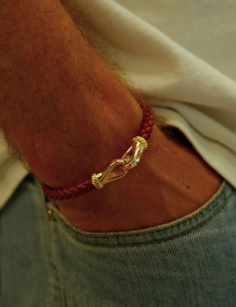 Red Men's Leather Bracelet