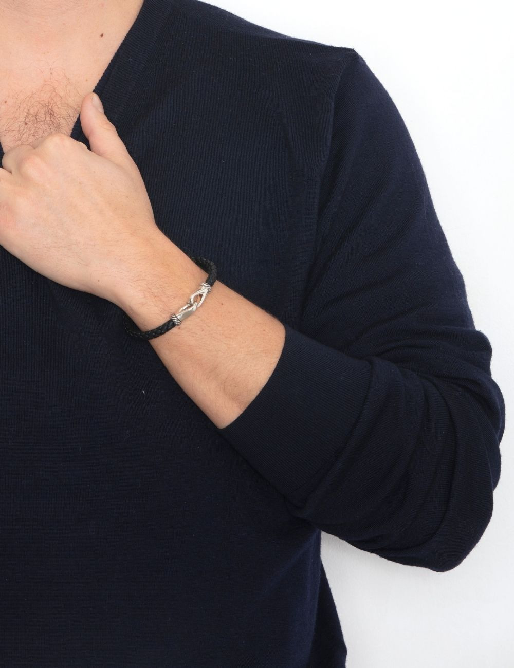 Men's Black Leather Bracelet