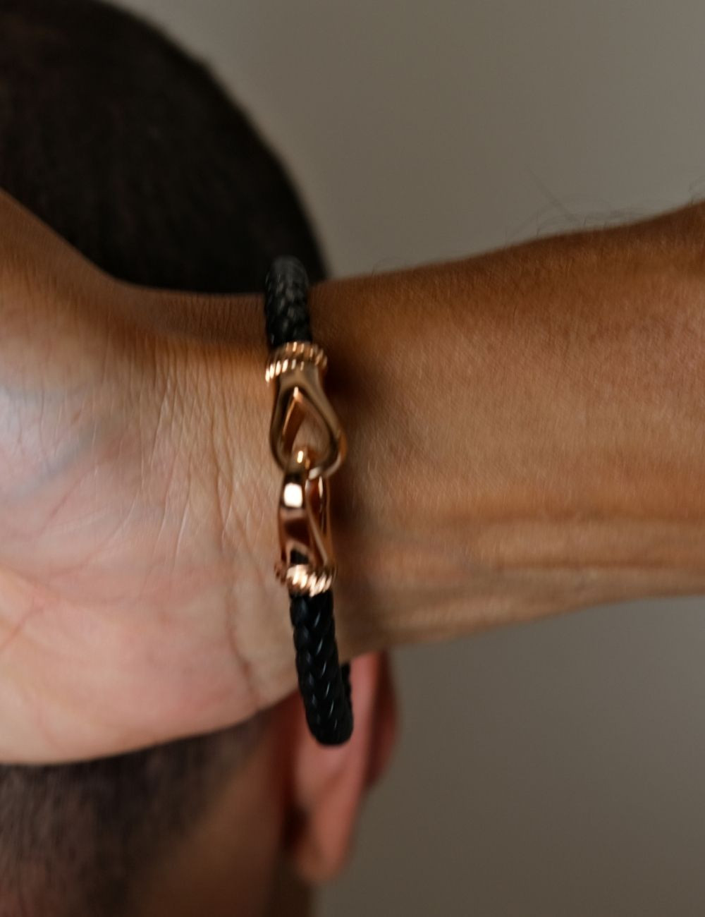 Men's Black Leather Bracelet