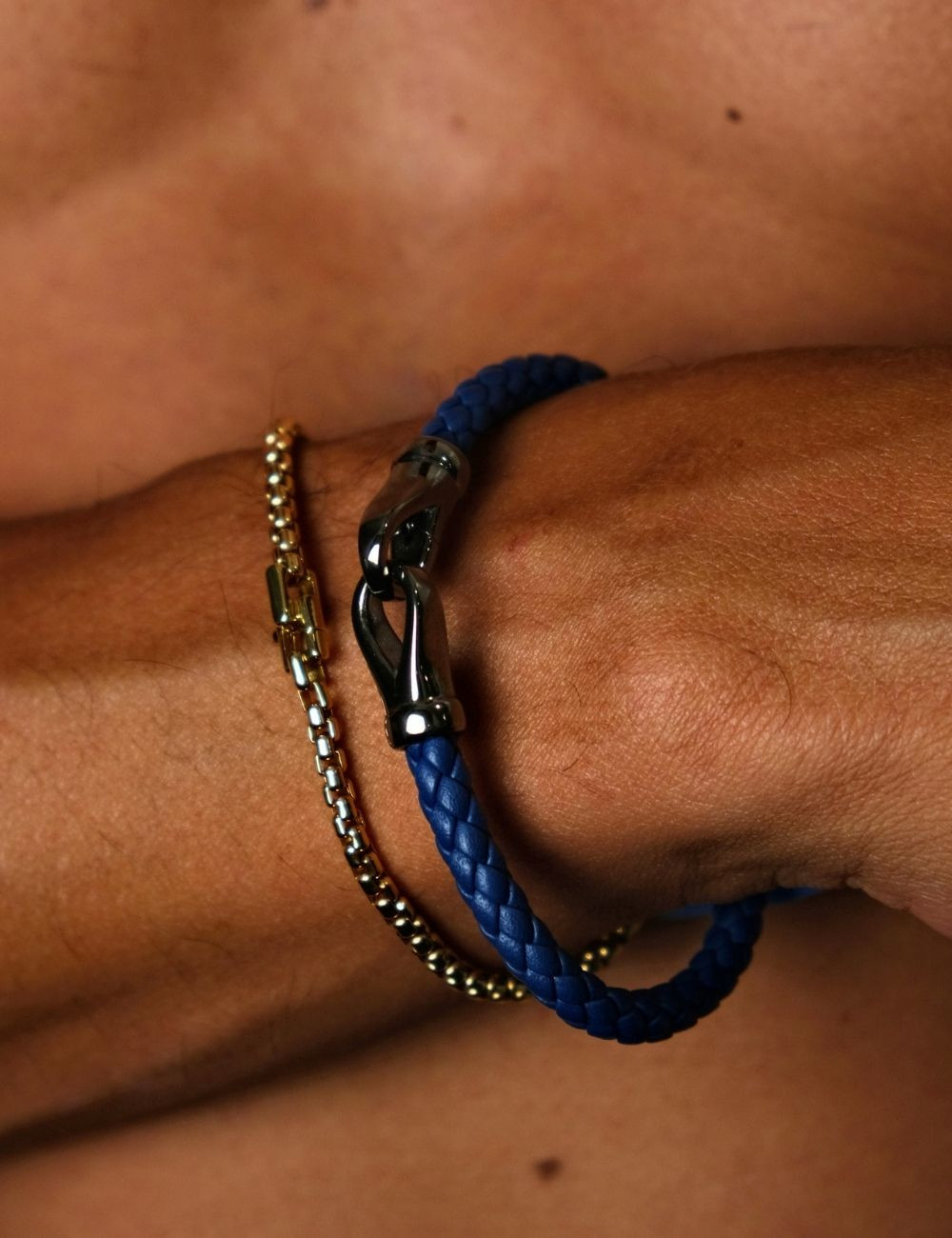 Blue Men's Leather Bracelet