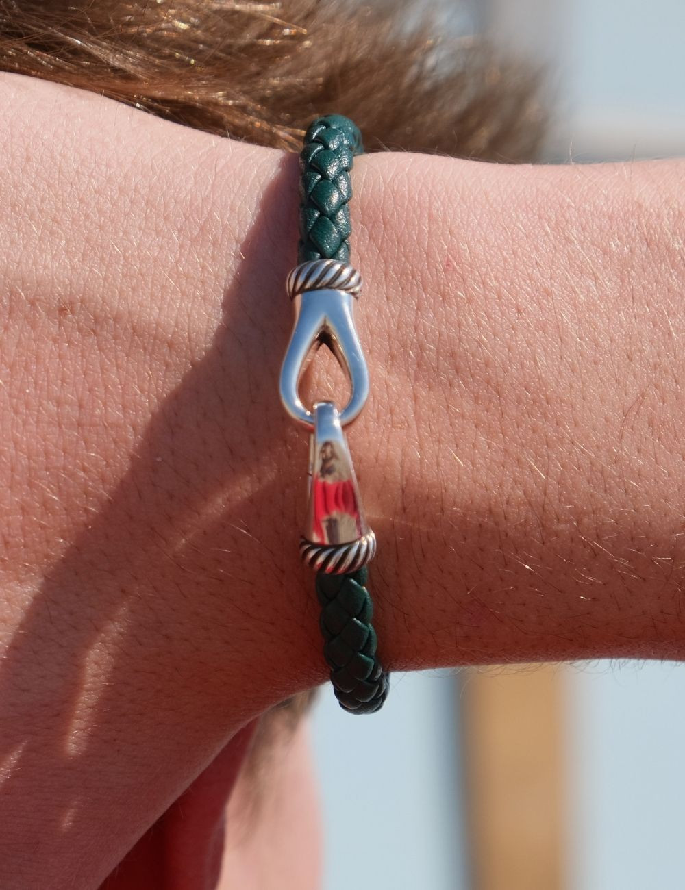 Green Men's Leather Bracelet