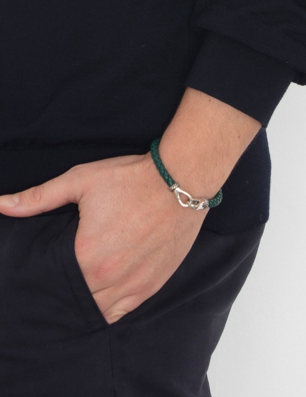Green Men's Leather Bracelet