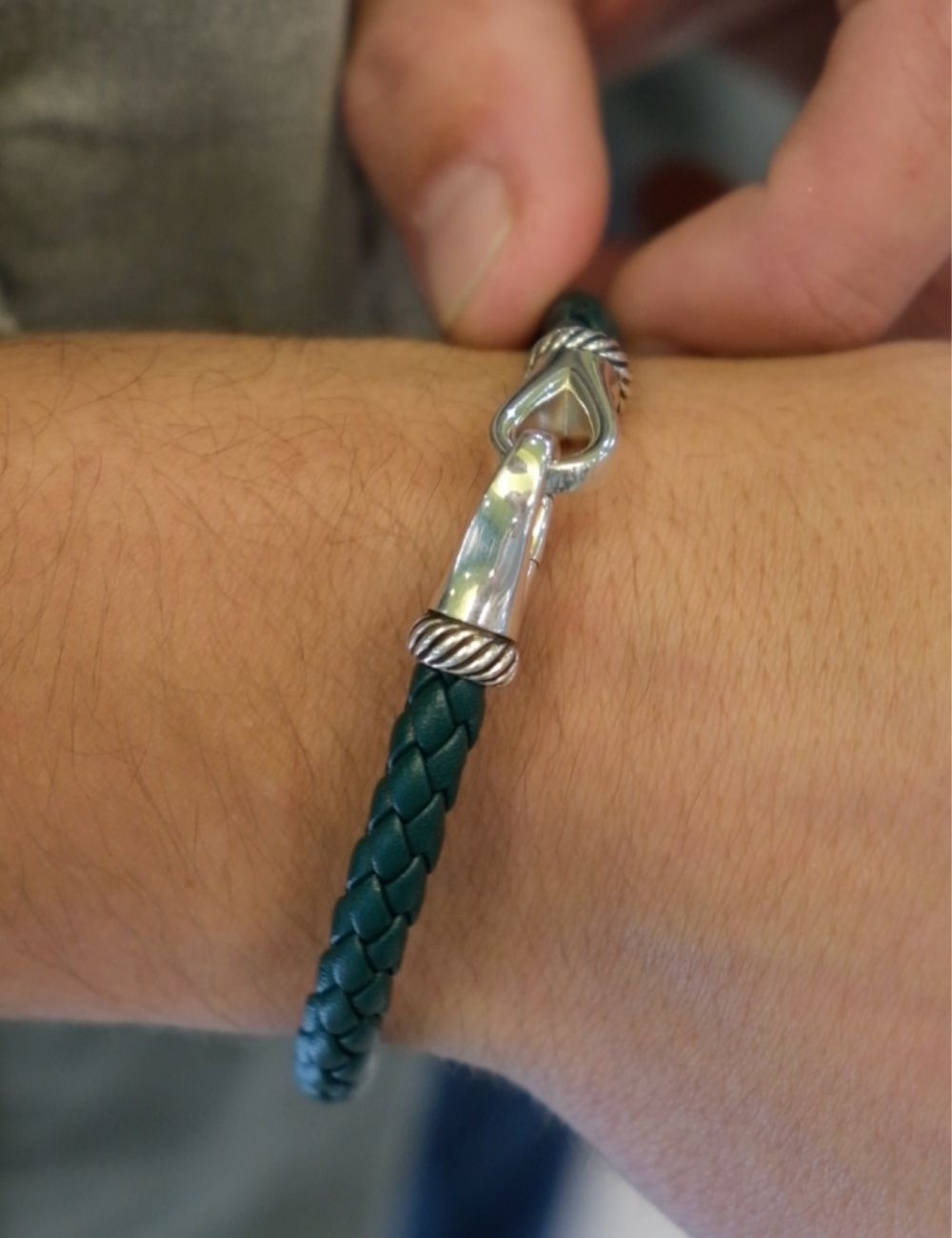 Green Men's Leather Bracelet