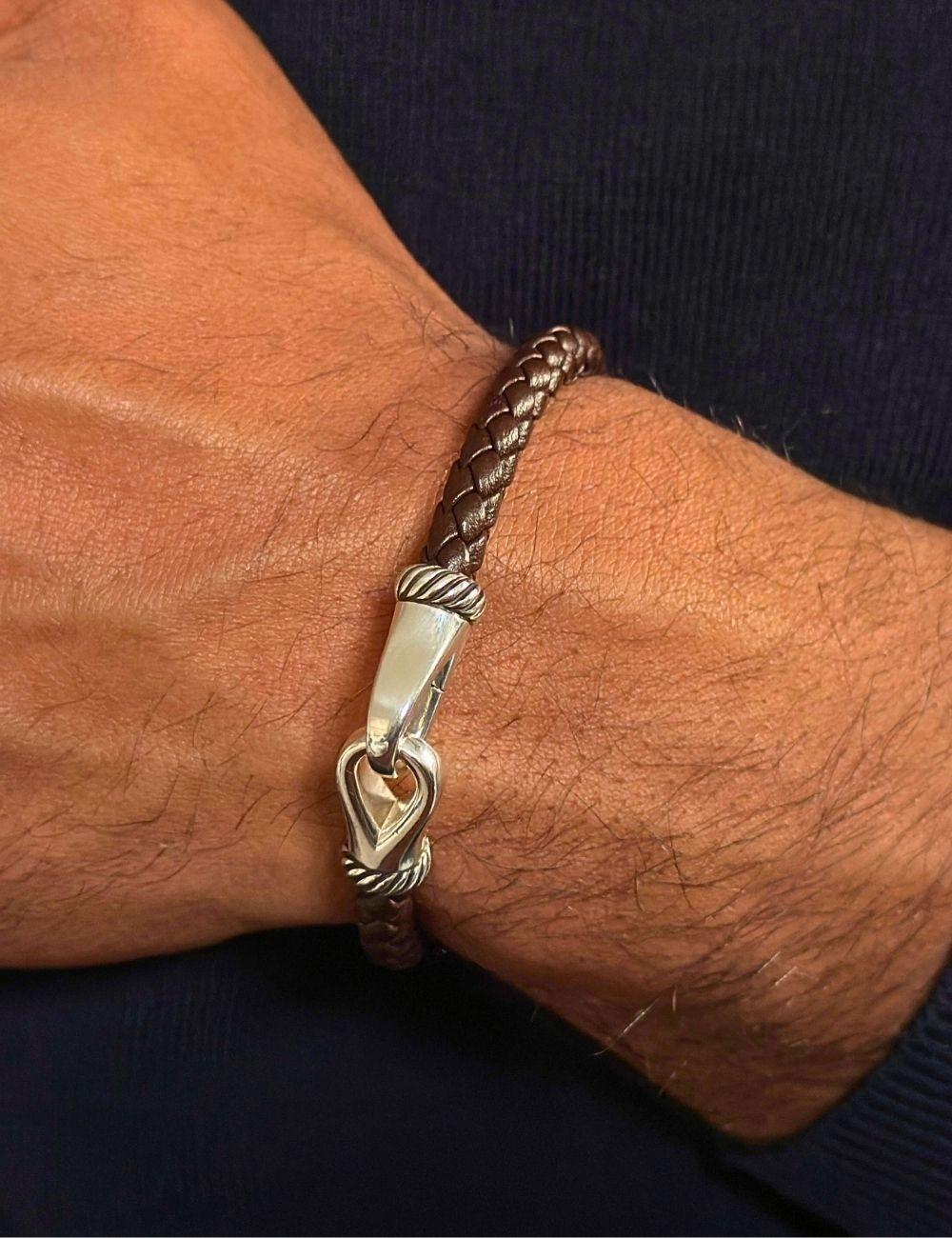 Joyería - Pulsera de Cuero Azul en Plata - Lisa Colpo | Italian Jewelry Boutique