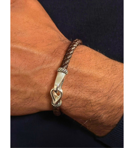 Brown White Leather Bracelet