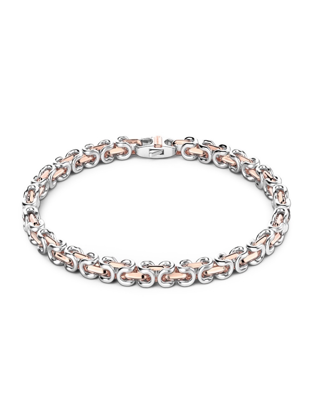 Sterling silver and rose gold chain bracelet - Hand-made in Italy.