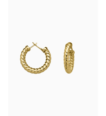 18k Yellow Gold Cable Hoop Earrings