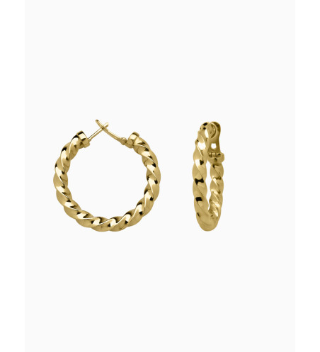 18k Yellow Gold Wave Hoop Earrings