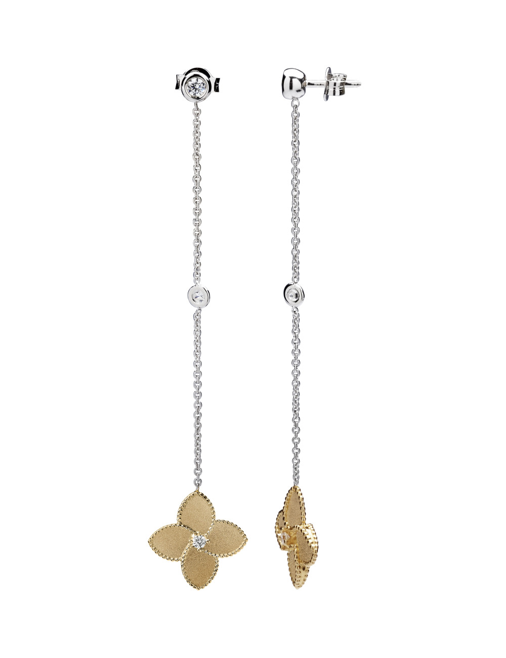 Joyería - Pendientes Gota Largos de Flores con Diamantes en Oro 18K - Lisa Colpo | Italian Jewelry Boutique