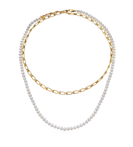 Reine Double Pearl Necklace. Hand-made in Italy