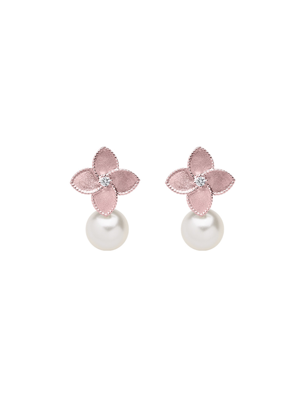 Jewerly Store - 18k Gold Flower and Pearl Earrings with Diamonds - Lisa Colpo | Italian Jewelry Boutique