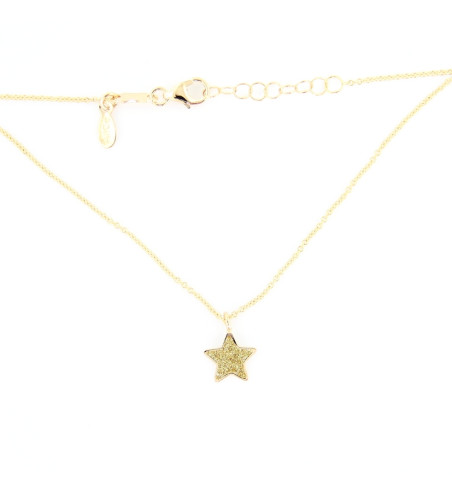 For Teens/Adults - 18k Yellow Gold Glitter Star Necklace