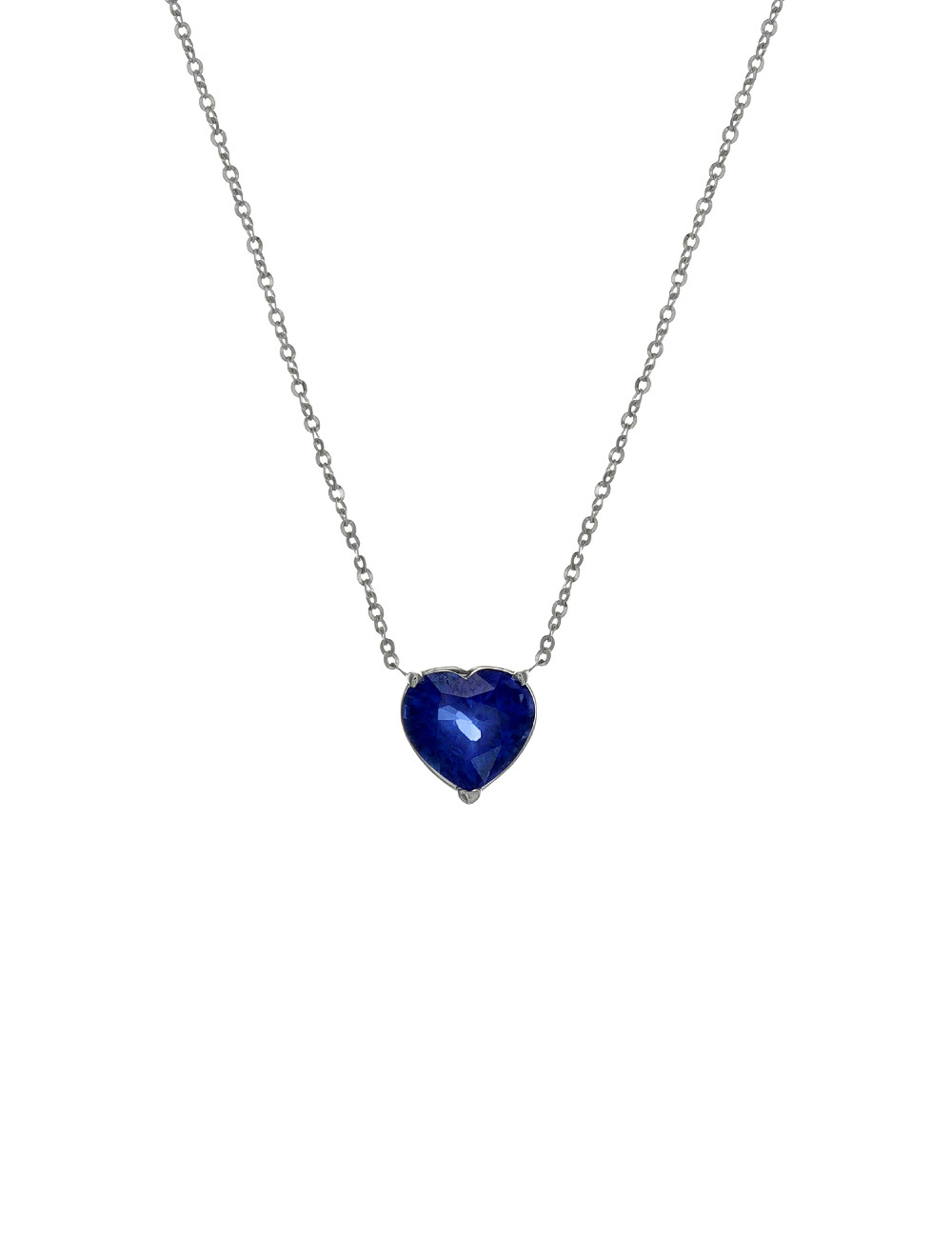 Lisa Colpo - 18k White Gold Blue Sapphire Heart Necklace| Italian Jewelry Boutique