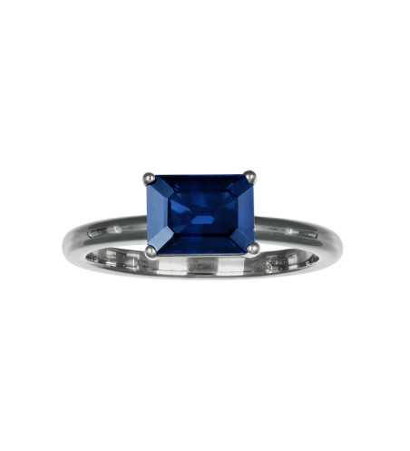 18k White Gold Blue Sapphire Ring