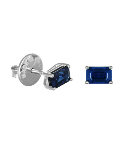18k White Gold Blue Sapphire Stud Earrings