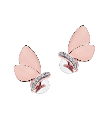 18k Gold Butterfly with Diamonds Stud Earrings