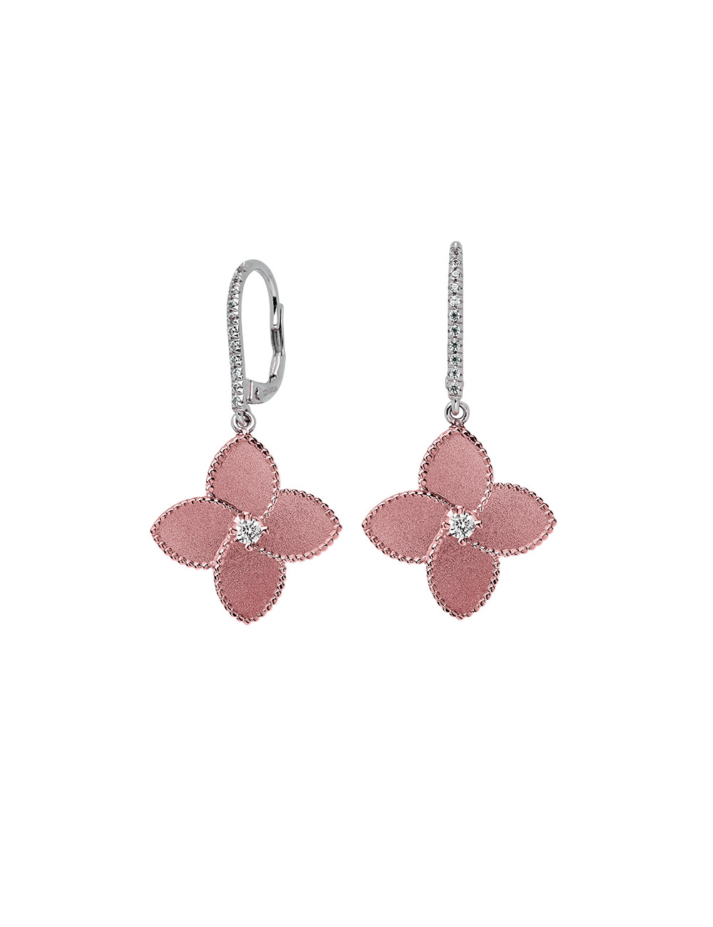 Jewerly Store - 18k Gold Flower with Diamond Drop Earrings - Lisa Colpo | Italian Jewelry Boutique