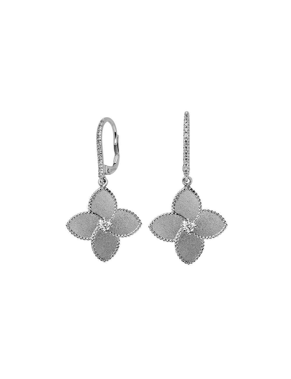 Jewerly Store - 18k Gold Flower with Diamond Drop Earrings - Lisa Colpo | Italian Jewelry Boutique