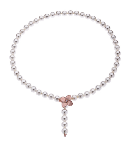 18k Gold Adjustable Akoya Pearls Flower Necklace