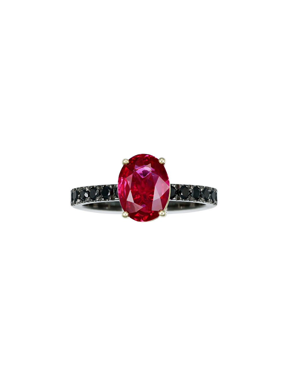 Joyería - Anillo en Oro de 18k con Rubí y Diamantes Negros - Lisa Colpo | Italian Jewelry Boutique