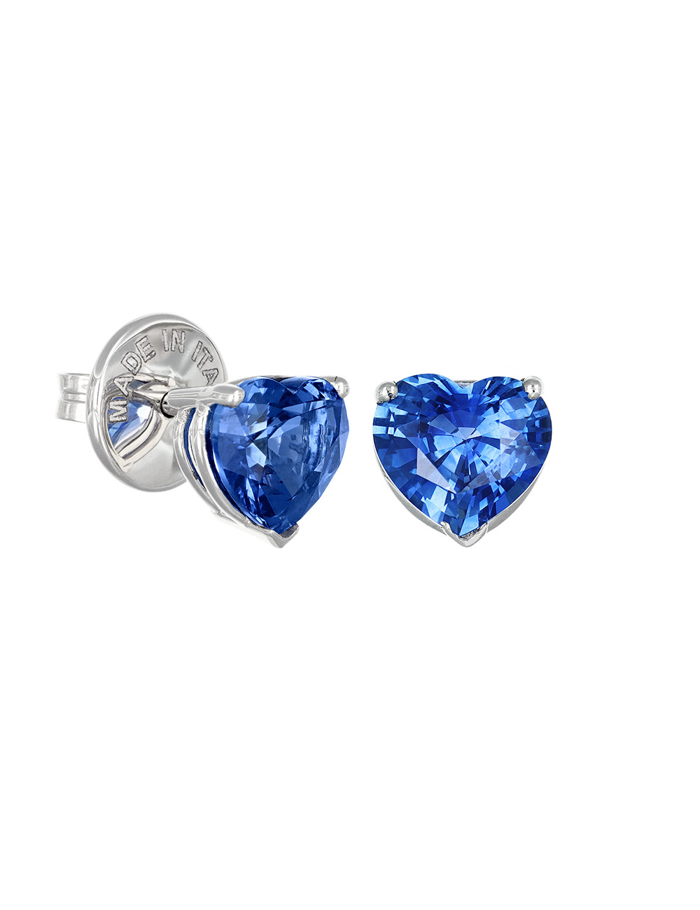 Jewerly Store - Blue Sapphire Heart White Gold Earrings - Lisa Colpo | Italian Jewelry Boutique
