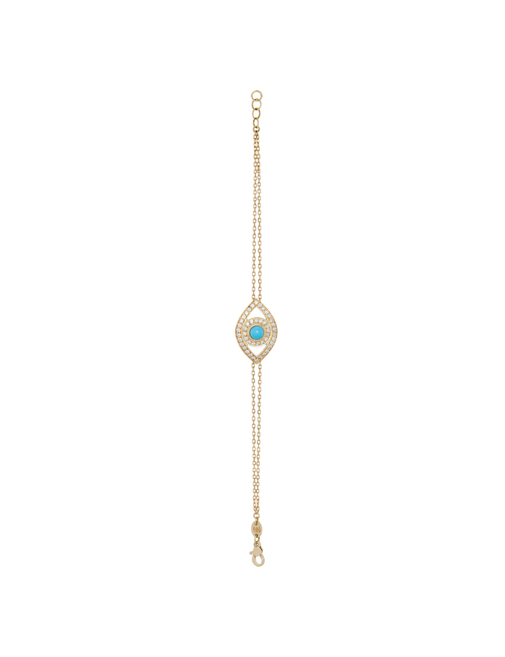 Joyería - Pulsera Mal de Ojo de Oro Amarillo de 18k con Diamantes Blancos y Turquesa - Netali Nissim | Italian Jewelry Boutique