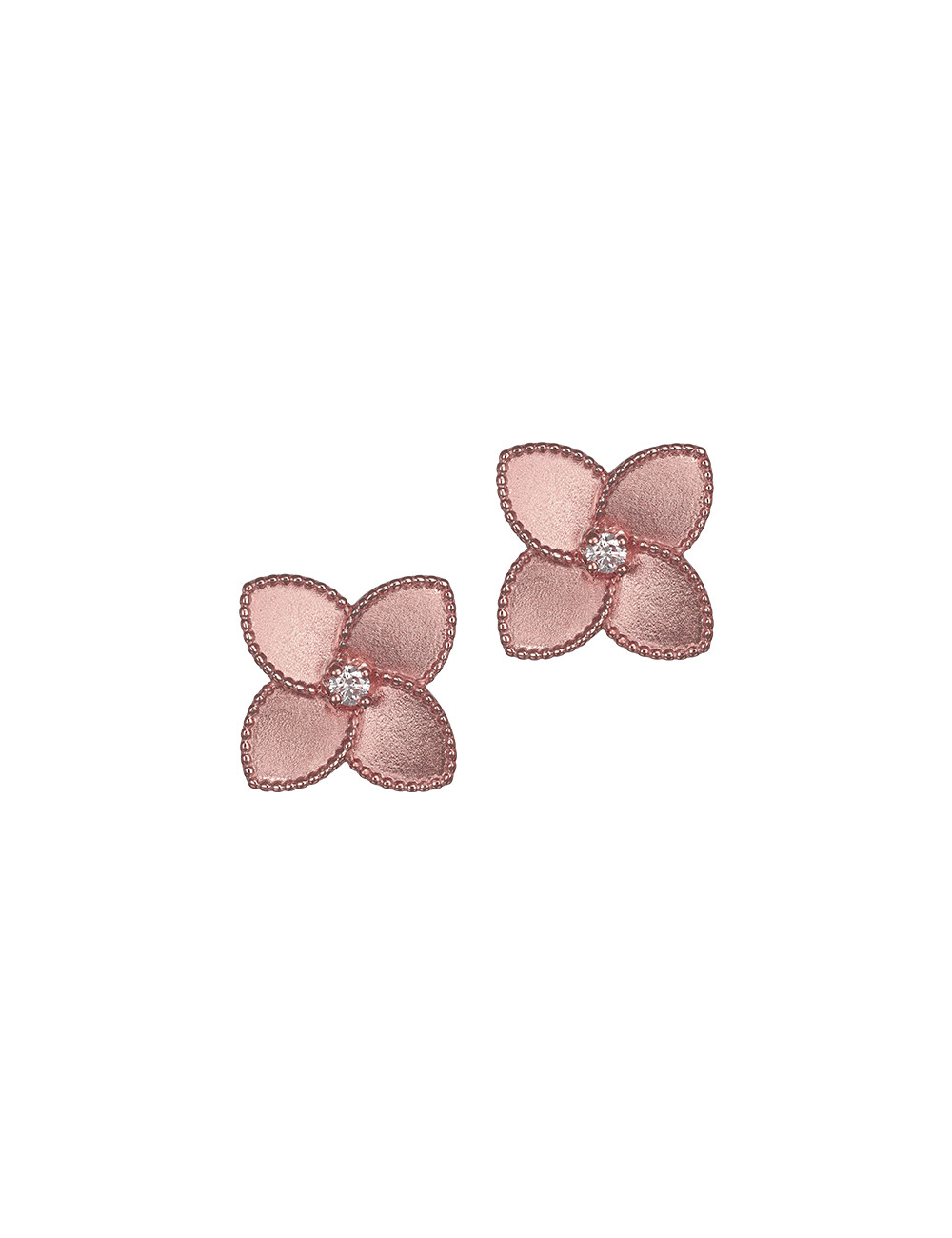 Jewerly Store - 18k Gold Flower with Diamond Stud Earrings - Lisa Colpo | Italian Jewelry Boutique