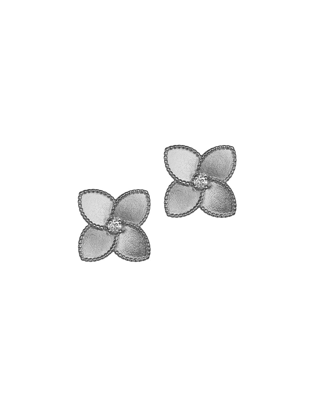Jewerly Store - 18k Gold Flower with Diamond Stud Earrings - Lisa Colpo | Italian Jewelry Boutique