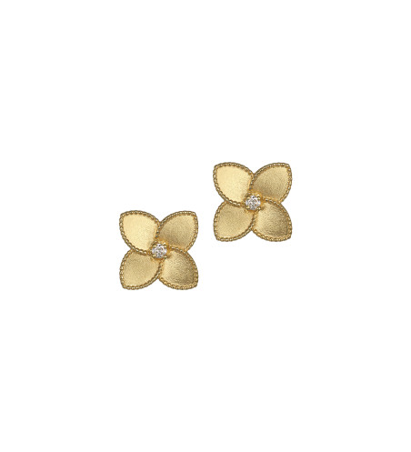 Pendientes Flor en Oro de 18k con Diamantes